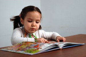 Girl reading story
